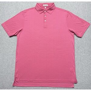 Peter Millar‎ Shirt Mens Large Pink Stripe Classic Fit Olcott Cotton  Crown Polo